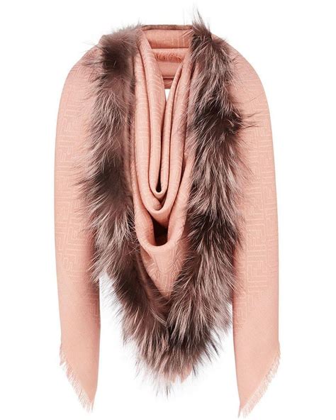 fendi pink and black scarf|Fendi touch of fur shawl.